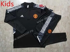 21-22 Manchester United Black Kids/Youth Jacket Uniform -815