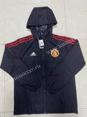2021-2022 Manchester United Black Wind Coat With Hat-815