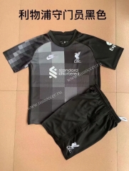 2021-2022 Liverpool Goalkeeper Black Kids/Youth Thailand Soccer Uniform-GB