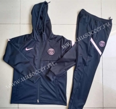 (s-3xl)2021-22 Paris SG Black  Soccer Jacket Uniform with hat-GDP