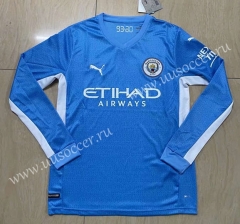 21-22 Manchester City Home Blue  LS Thailand Soccer Jersey AAA-818