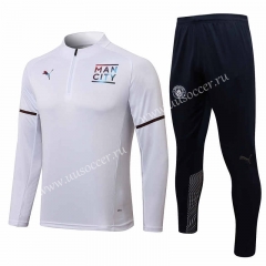 2021-2022 Manchester City White Thailand Soccer Tracksuit Uniform-815