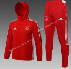 21-22  Ajax Red  With Hat Thailand Soccer Windbreaker Uniform-815