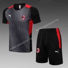 2021-2022 AC Milan Black&Gray Thailand Short-sleeved Tracksuit-815