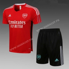 2021-2022 Arsenal Red Shorts Sleeve Thailand Soccer Tracksuit Uniform-815