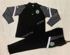 21-22 Sporting Clube de Portugal Black  Soccer Tracksuit Uniform-HR