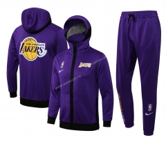 21-22 Los Angeles Lakers Purple Soccer Jacket Uniform With Hat-815