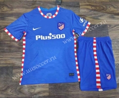 2021-2022 Atlético Madrid 2nd Away Blue  Soccer Uniform-709