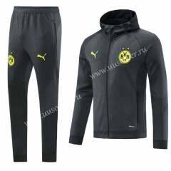 21-22 Borussia Dortmund Gray Soccer Jacket Uniform With Hat-LH