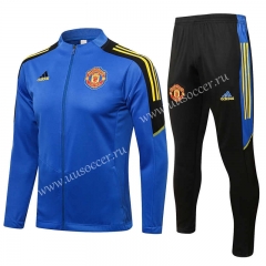 2021-2022 Manchester United Blue Thailand Soccer Jacket Uniform-815