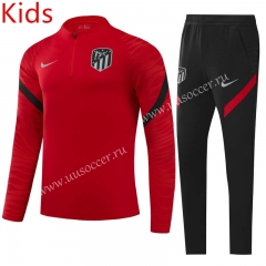 21-22 Atletico Madrid Red Kids/Youth Soccer Tracksuit-GDP