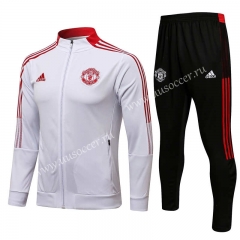 2021-2022 Manchester United White High collar Thailand Soccer Jacket Uniform-815