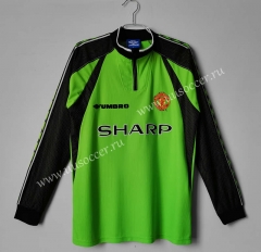 98-99  Retro Version Manchester United Goalkeeper green Thailand LS Soccer Jeesey AAA-c1046