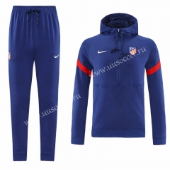 21-22 Atletico Madrid Blue Thailand Soccer Tracksuit Uniform With Hat -LH