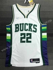 21-22 City Edition  NBA Milwaukee Bucks White #22 Jersey-311