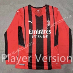 21-22 AC milan Home Red&Black LS Thailand Soccer Jersey AAA-2016