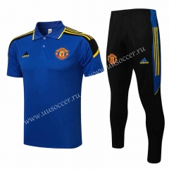 UEFA Champions League2021-2022 Manchester United BlueThailand Polo Uniform-815