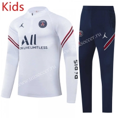 Player Version 2021-2022  Paris SG White Youth/Kids Thailand Soccer Tracksuit Uniform-GDP