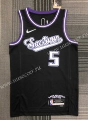 2022 CIty Version NBA Sacramentos Kings Black  #5 Jersey-311