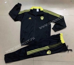 2021-2022 Leeds United Black Soccer Jacket Uniform-HR
