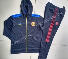 2021-2022 Manchester United Black  Thailand Soccer Jacket Uniform With Hat-GDP