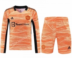 2020-2021 Manchester United Goalkeeper Orange Thailand LS Soccer Uniform-418