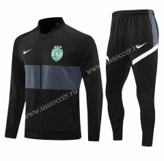 2021-2022 Sporting Clube de Portugal Black Soccer Jacket Uniform-HR