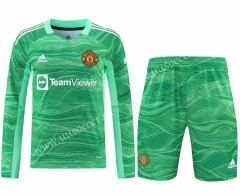 2020-2021 Manchester United Goalkeeper Green Thailand LS Soccer Uniform-418