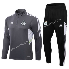 22-23 Algeria Gray  Thailand Soccer Tracksuit Uniform-411