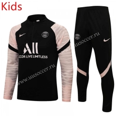 2021-2022  Paris SG Black pink sleeves  Kids/Youth Tracksuit Unifom-2038