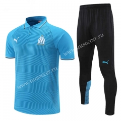 2021-22 Olympique de Marseille Blue Thailand Polo Uniform-CS