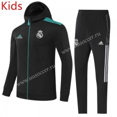 2021-2022 Real Madrid Black Kids/Youth Soccer Jacket Uniform With Hat-GDP