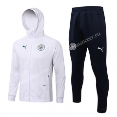 2021-2022 Manchester City White Thailand Soccer Jacket Uniform With Hat-815