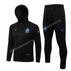 2021-2022  Olympique de Marseille Black Thailand Soccer Tracksuit Uniform-815