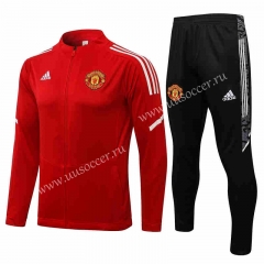 2021-2022 Manchester United Red High collar Thailand Soccer Jacket Uniform-815