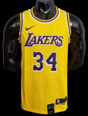 NBA Lakers Yellow #34  Jersey-609