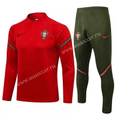21-22  Portugal Red Thailand Tracksuit Uniform-815
