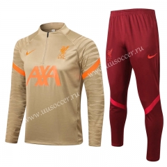 2021-2022 Liverpool Yellow  Thailand Soccer Tracksuit Uniform-815
