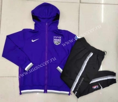 21-22 Sacramento Kings Cai Blue Soccer Jacket Uniform With Hat-815