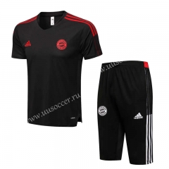 2021-2022  Bayern München Black sleeves  Shorts-Sleeve Thailand Soccer Tracksuit Uniform-815