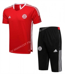 2021-2022  Bayern München Red  sleeves  Shorts-Sleeve Thailand Soccer Tracksuit Uniform-815