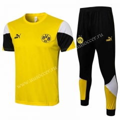 21-22 Borussia Dortmund Yellow Thailand Short-sleeved Tracksuit Uniform-815