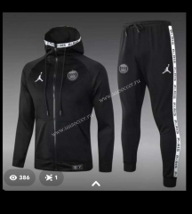 2021-22 Paris SG Black  Soccer Jacket Uniform with hat-815