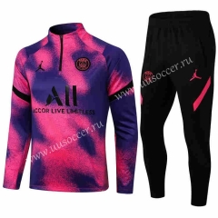 2021-22 Jordan Paris SG Pink&Purple Thailand Soccer Tracksuit Uniform-411