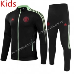 21-22 Manchester United Black green edge Kids/Youth Jacket Uniform -GDP