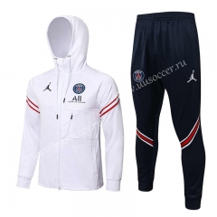 2021-22 Paris SG White Soccer Jacket Uniform with hat-815