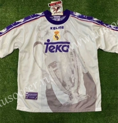 1997-1998 Retro Version Champions League 7 Cup Commemorative Edition  Real Madrid Home White&Purple Thailand Soccer Jersey AAA-888