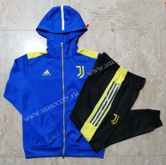 2021-22 Juventus FC Blue Thailand Soccer Jacket Uniform With Hat-815