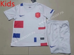 2022-23  Netherlands Away White  Kids/Youth Soccer Uniform-507