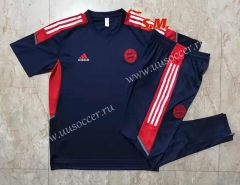 2021-2022  Bayern München Red Royal Blue sleeves  Shorts-Sleeve Thailand Soccer Tracksuit Uniform-815